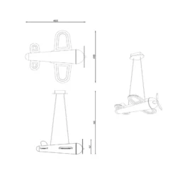 lámpara colgante LED para habitación infantil Fokker, gris, longitud 46 cm,