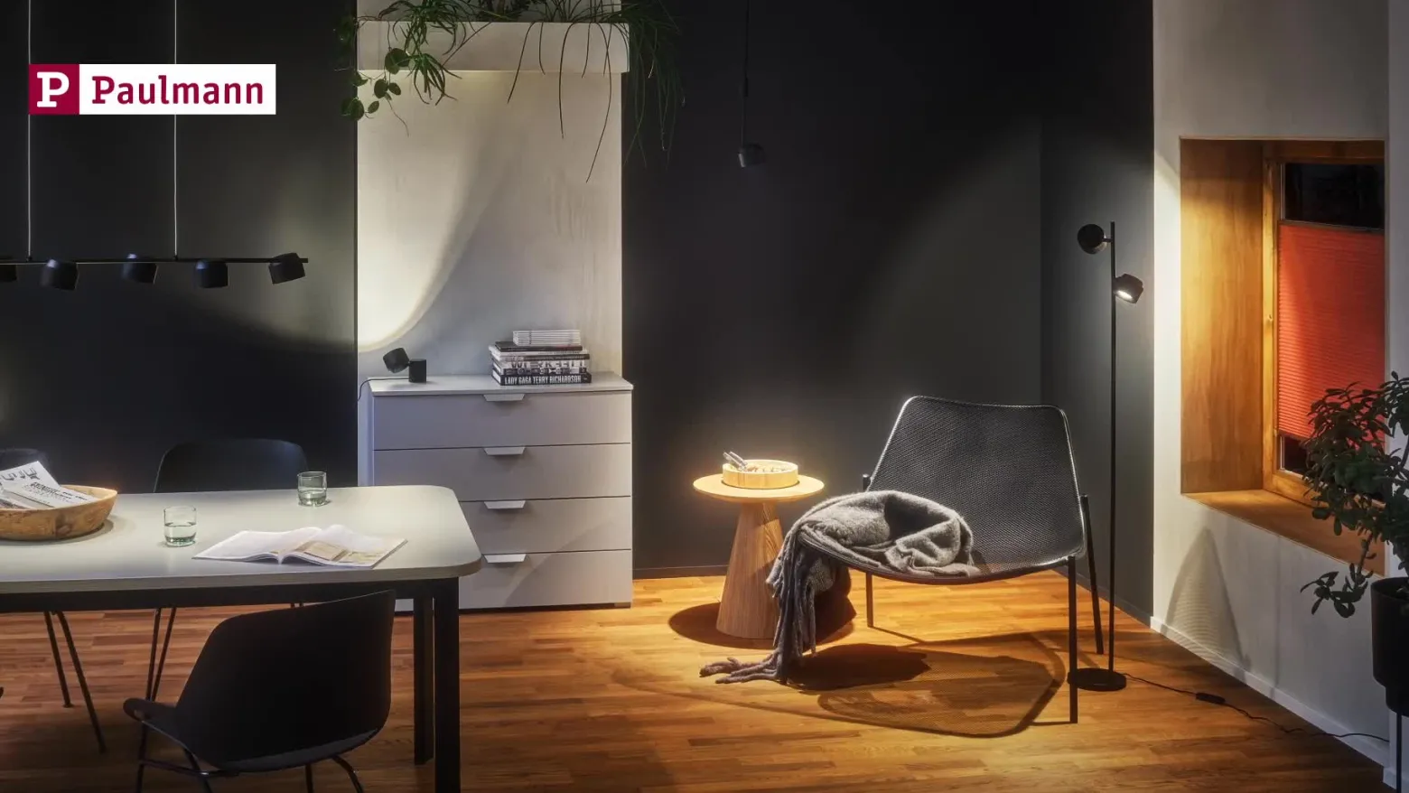 Lámpara colgante LED Paulmann Puric Pane, negra, 6 luces, inteligente