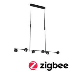 Lámpara colgante LED Paulmann Puric Pane, negra, 6 luces, inteligente