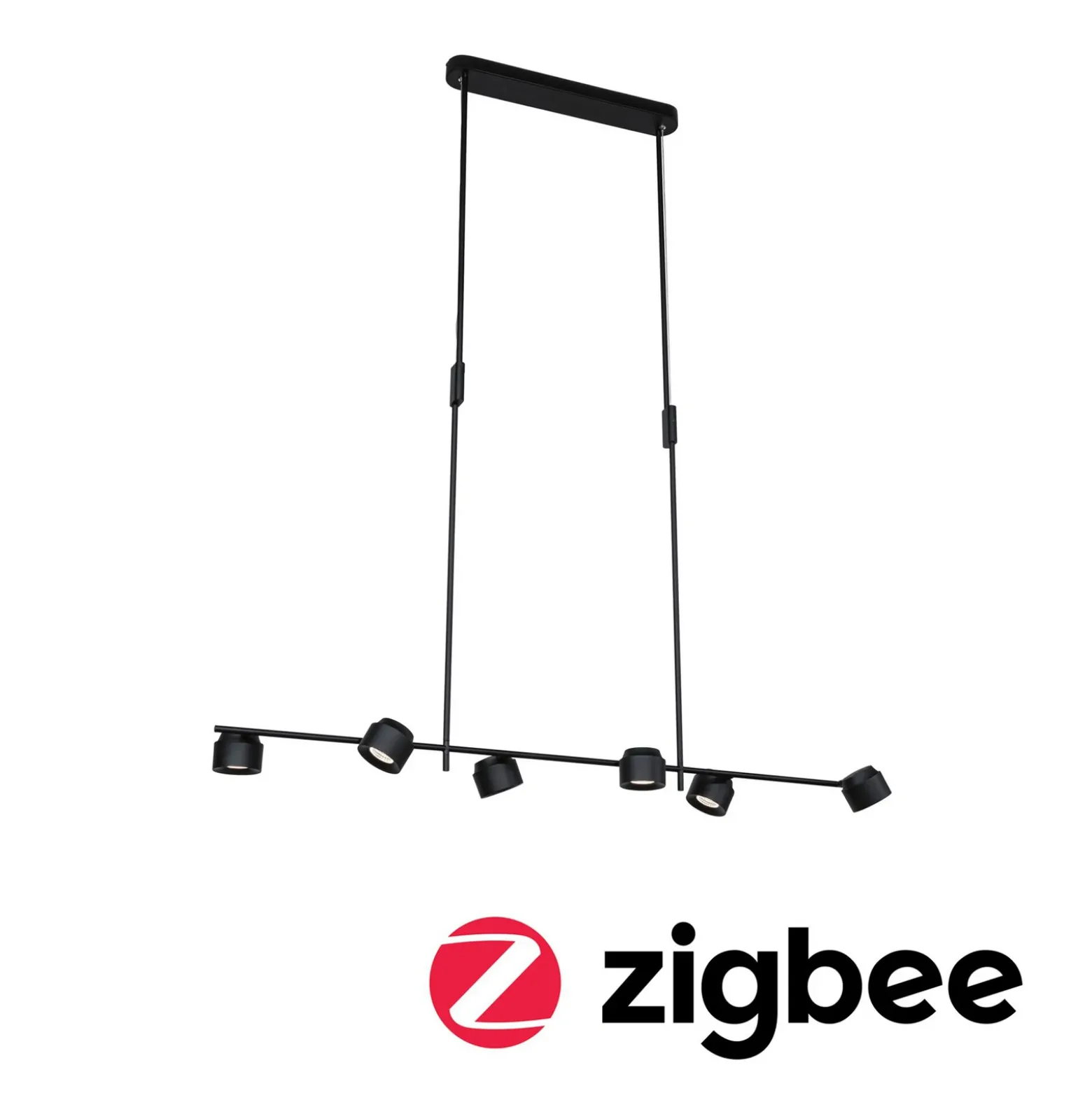 Lámpara colgante LED Paulmann Puric Pane, negra, 6 luces, inteligente
