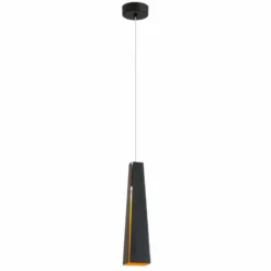 Lámpara colgante LED Pluma, negro y dorado