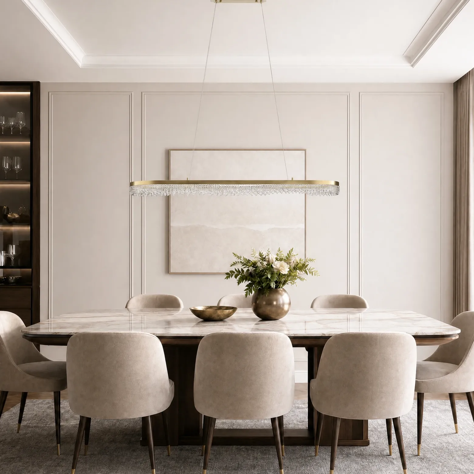 Lámpara colgante LED Preciosa, dorada, metal, longitud 120 cm