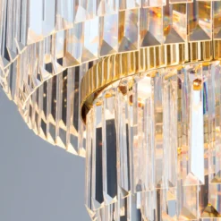 Lámpara colgante LED Prism, redondo, Ø 55 cm, oro