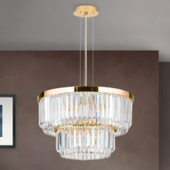 Lámpara colgante LED Prism, redondo, Ø 55 cm, oro