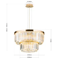 Lámpara colgante LED Prism, redondo, Ø 55 cm, oro