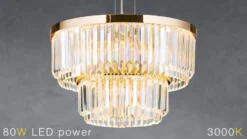 Lámpara colgante LED Prism, redondo, Ø 55 cm, oro