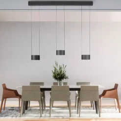 Lámpara colgante LED PURE Clipse, gris, longitud 110 cm, CCT, 6 luces.