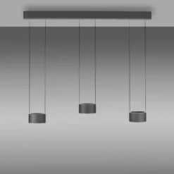 Lámpara colgante LED PURE Clipse, gris, longitud 110 cm, CCT, 6 luces.