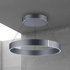 lámpara colgante LED PURE E-Clipse, gris místico, Ø 70 cm, CCT