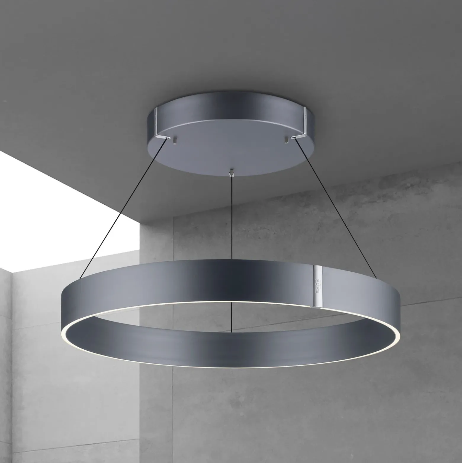 lámpara colgante LED PURE E-Clipse, gris místico, Ø 70 cm, CCT