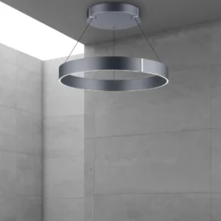 lámpara colgante LED PURE E-Clipse, gris místico, Ø 70 cm, CCT