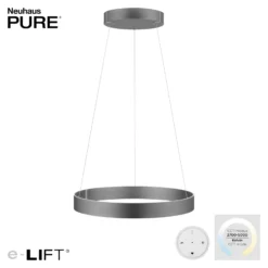 lámpara colgante LED PURE E-Clipse, gris místico, Ø 70 cm, CCT