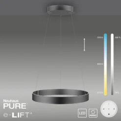 lámpara colgante LED PURE E-Clipse, gris místico, Ø 70 cm, CCT