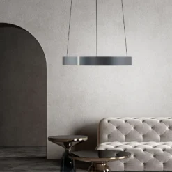 Lámpara colgante LED PURE E-Clipse, gris místico, Ø 50 cm, CCT