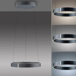 Lámpara colgante LED PURE E-Clipse, gris místico, Ø 50 cm, CCT