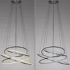 Lámpara colgante LED PURE E-Flying Rings, gris místico, Ø110 cm, CCT