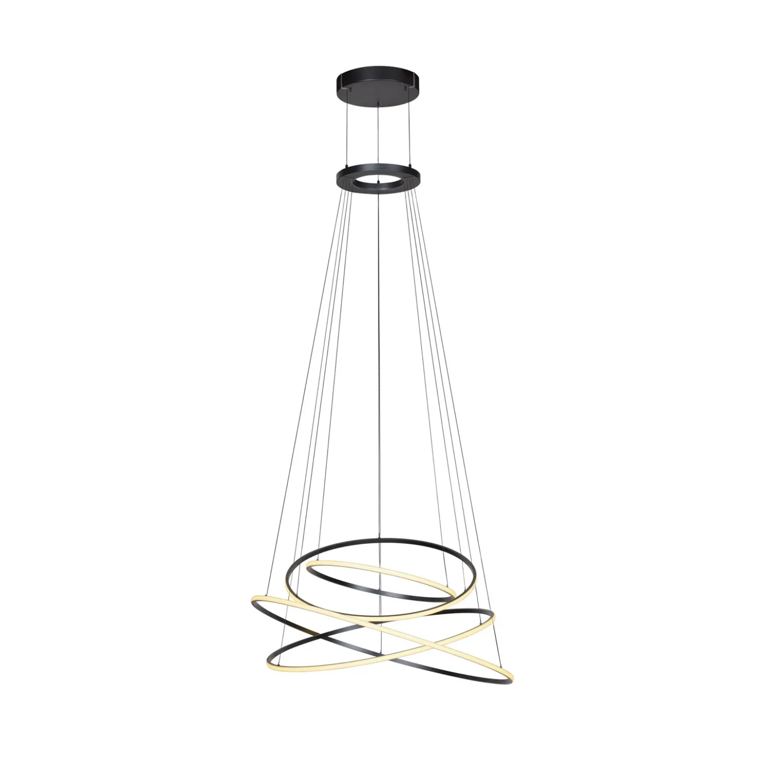 Lámpara colgante LED PURE E-Flying Rings, gris místico, Ø110 cm, CCT