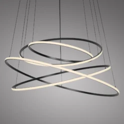 Lámpara colgante LED PURE E-Flying Rings, gris místico, Ø110 cm, CCT