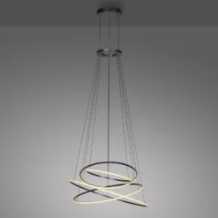 Lámpara colgante LED PURE E-Flying Rings, gris místico, Ø110 cm, CCT