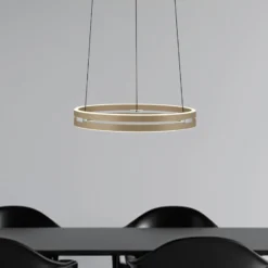 Lámpara colgante LED PURE E-Loop, color bronce, Ø 50 cm, aluminio CCT