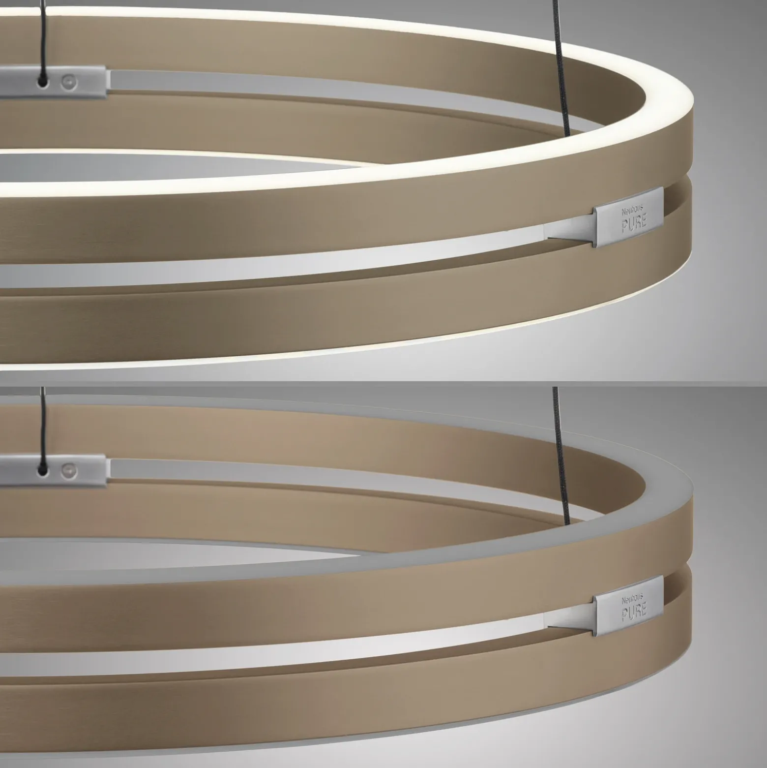 Lámpara colgante LED PURE E-Loop, color bronce, Ø 50 cm, aluminio CCT