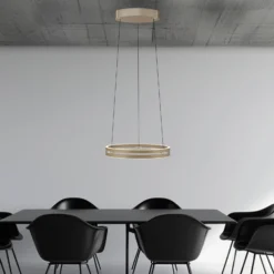 Lámpara colgante LED PURE E-Loop, color bronce, Ø 50 cm, aluminio CCT