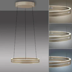 Lámpara colgante LED PURE E-Loop, color bronce, Ø 50 cm, aluminio CCT