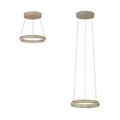 Lámpara colgante LED PURE E-Loop, color bronce, Ø 50 cm, aluminio CCT