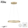 Lámpara colgante LED PURE E-Loop, marfil dorado, Ø 70 cm, aluminio, CCT