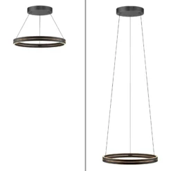 Lámpara colgante LED PURE E-Loop, roble/perla negra, Ø 70 cm aluminio, CCT