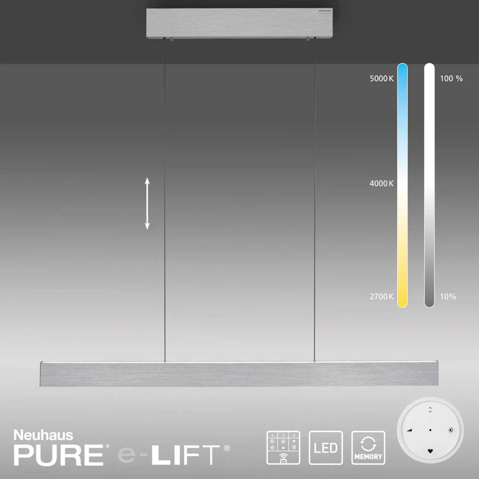 Lámpara colgante LED PURE E-Motion, diamante, CCT