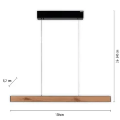 lámpara colgante LED PURE E-Motion, roble/perla negra, CCT