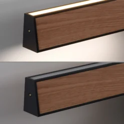 lámpara colgante LED PURE E-Motion, roble/perla negra, CCT
