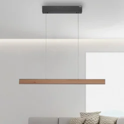 lámpara colgante LED PURE E-Motion, roble/perla negra, CCT