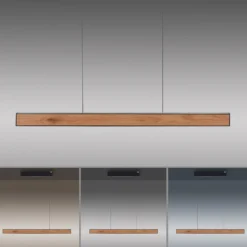 lámpara colgante LED PURE E-Motion, roble/perla negra, CCT