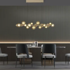 lámpara colgante LED PURE E-Popup, bronce, cristal, CCT, 18 lámparas.