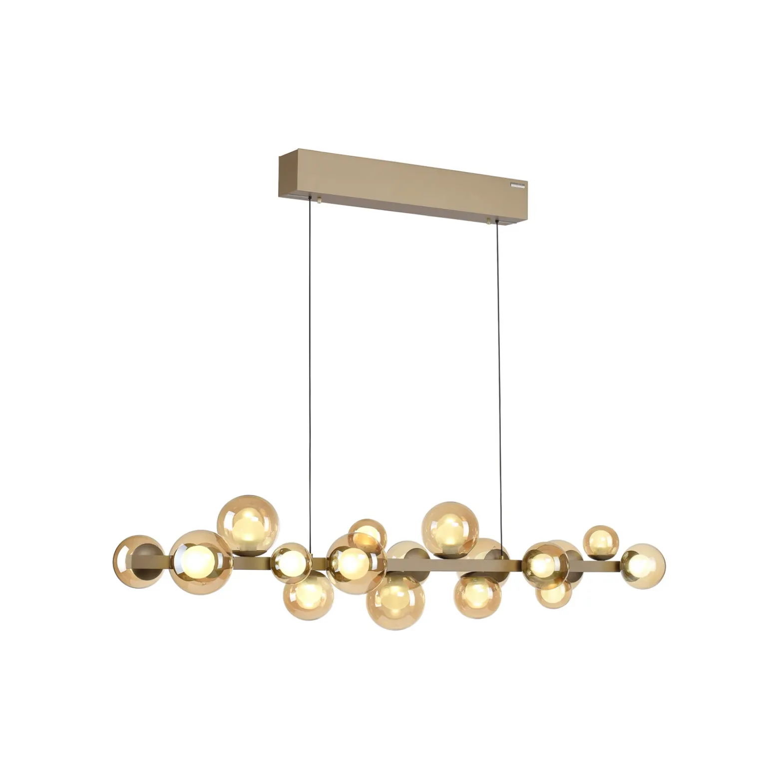 lámpara colgante LED PURE E-Popup, bronce, cristal, CCT, 18 lámparas.