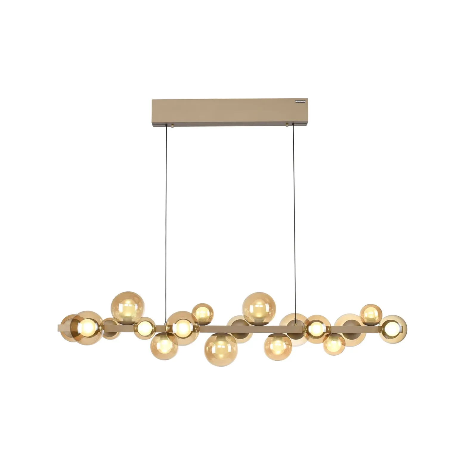 lámpara colgante LED PURE E-Popup, bronce, cristal, CCT, 18 lámparas.