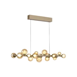 lámpara colgante LED PURE E-Popup, bronce, cristal, CCT, 18 lámparas.