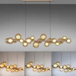lámpara colgante LED PURE E-Popup, bronce, cristal, CCT, 18 lámparas.