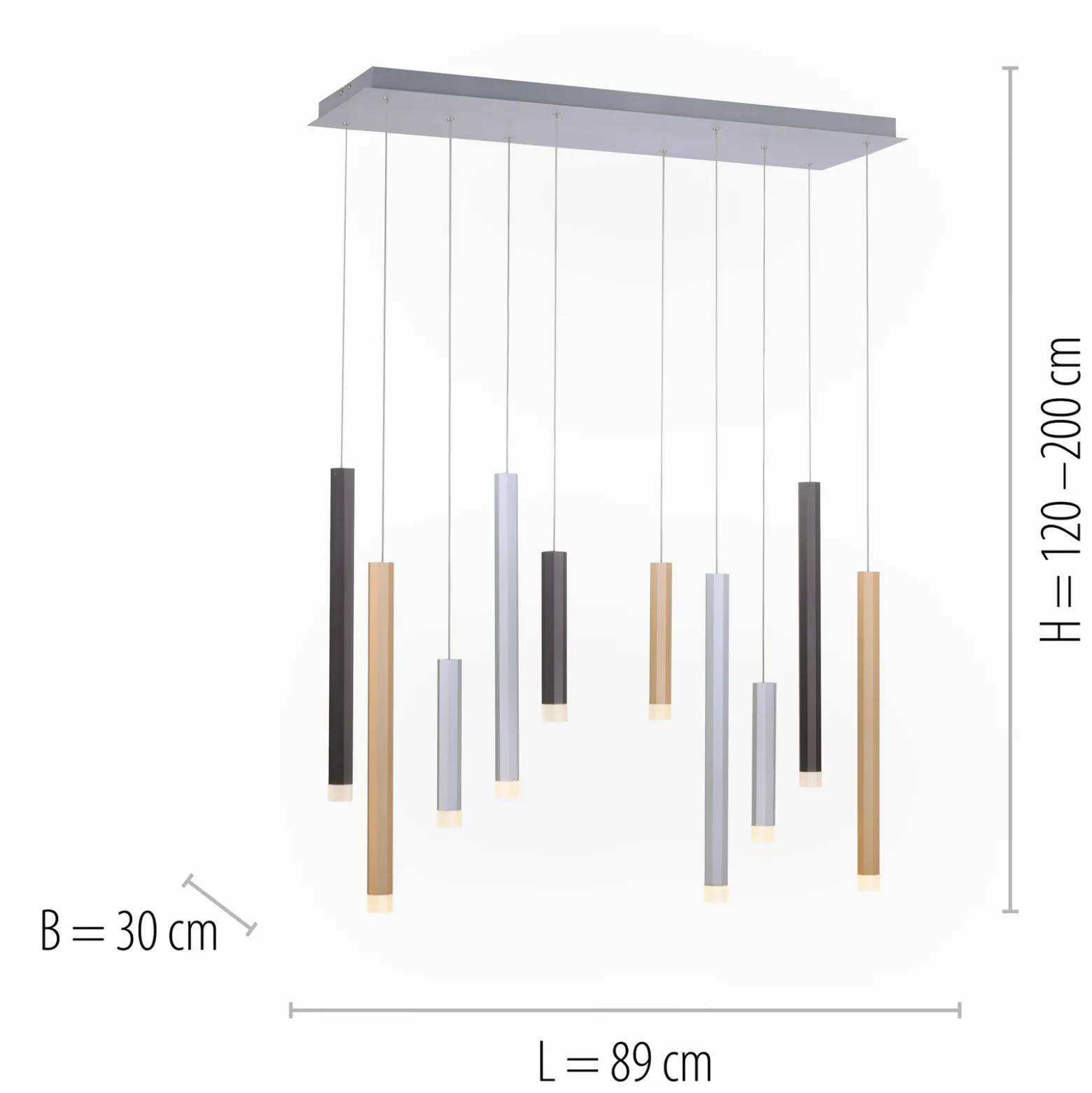 Lámpara colgante LED PURE Gemin, multicolor, de 10 luces