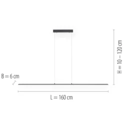 Lámpara colgante LED PURE Lite, grafito, 160 cm, CCT, atenuable