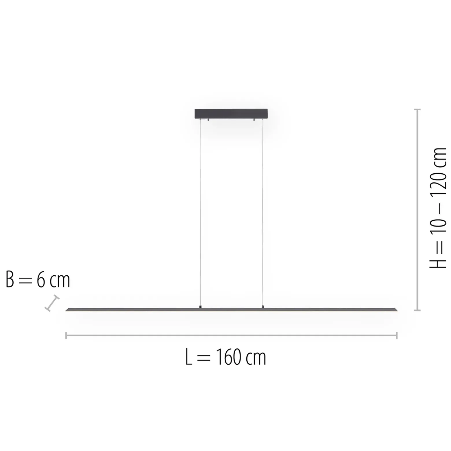 Lámpara colgante LED PURE Lite, grafito, 160 cm, CCT, atenuable