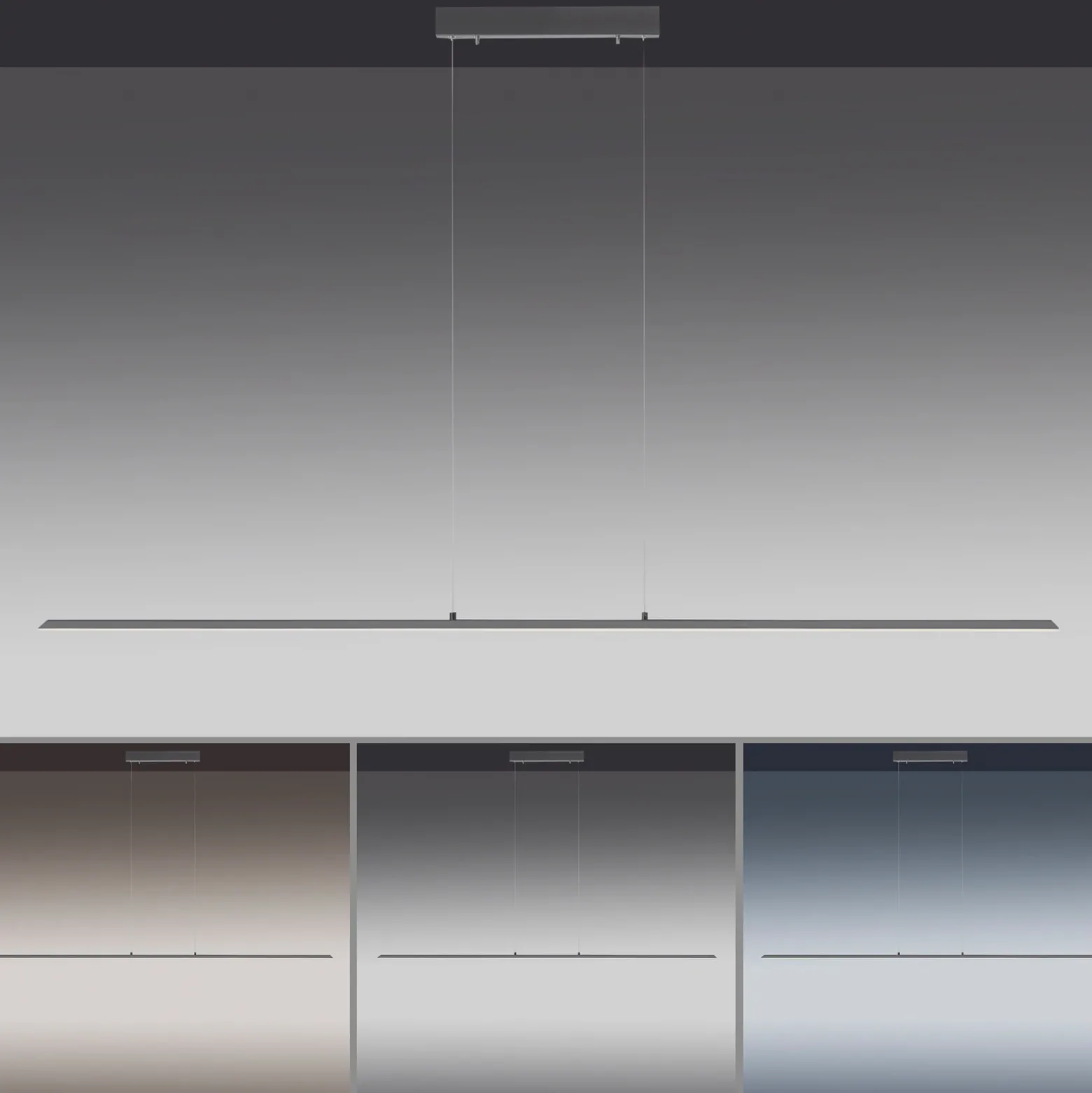 Lámpara colgante LED PURE Lite, grafito, 160 cm, CCT, atenuable