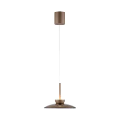 lámpara colgante LED PURE Moon, bronce, cristal ámbar (oscuro), Ø32 cm