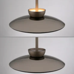 lámpara colgante LED PURE Moon, bronce, cristal ámbar (oscuro), Ø32 cm