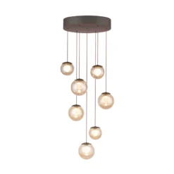 Lámpara colgante LED PURE Popup, bronce/ámbar, Ø 40 cm, 7 luces