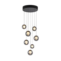 Lámpara colgante LED PURE Popup, gris/gris ahumado, Ø 40 cm, 7 luces