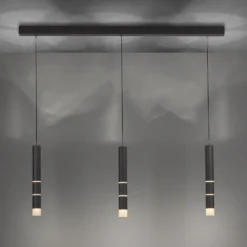Lámpara colgante LED PURE Vega, tres cilindros, negra