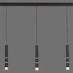 Lámpara colgante LED PURE Vega, tres cilindros, negra
